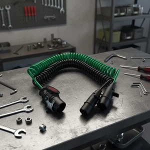 New Danyi European Safety Spiral Electric Trailer Cable Seven Core 5 Core 7 Pin Electrolytic Copper Black Green ABS/EBS 7 Way