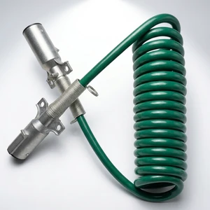 7 Way Trailer Cord With 7Pole Trailer Plug ABS Electrical Power Cord Heavy Duty Green Straight Power Wire Cable for Semi Trucks