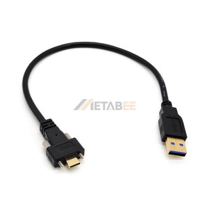 USB 3.1 Type-A to Type-C Cable Dual Screw Locking 10Gbps 30cm Black Industrial Camera Link for Machine Vision