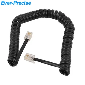 Bare Copper RJ11 Retractable Cable 4P4C Spiral Cable RJ11 Black Coiled Cable