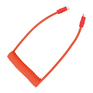 2026 New Aluminum Alloy Spiral Curly Liquid Silicone Type C PD60W 100W USB-C Data Cable Spring Coiled Wire Charging Cable for 16