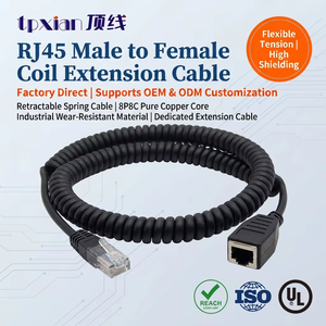 Custom Length RJ45 Spiral Cable Male to Female Ethernet Extension Cable Industrial Grade FTP UTP Spring Patch Cord