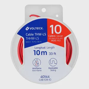 BOX 6 Reel with 10 m of THHW-LS 10 AWG red cable, VOLTECK