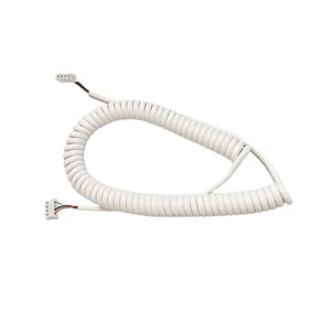 White Flexible Coiled Cord Industrial Machine Spiral Wire PVC PU PUR Spring Cable Electrical Power Coiled Cable