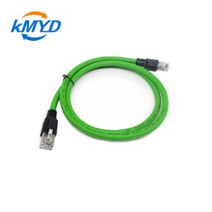 Custom Industrial Ethernet Cable Copper Core Green Network Patch Cord 100mm PVC Jacket Industrial Communication Cable