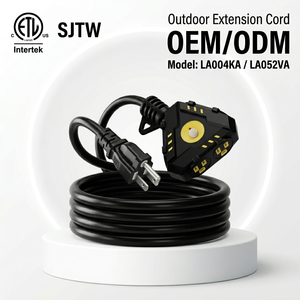 Linsheng ETL Listed 15A 12/3 25FT Custom SJTW Heavy Duty 6-Outlet Extension Cord With Light And Breaker