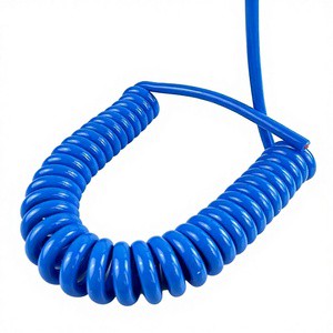 Spiral Spring Wire 2/3/4 Core 1.5 Square Spiral Cable Pure Copper Oil-Resistant Spiral Blue PU Retractable Tensile Power Cord