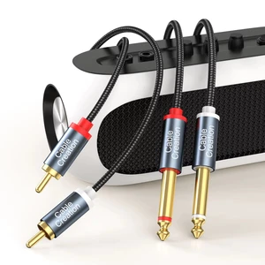 CableCreation Dual 1/4 Inch TS to Dual RCA Stereo Audio Interconnect Cable for Speaker Telephone Microphone & DVD Player