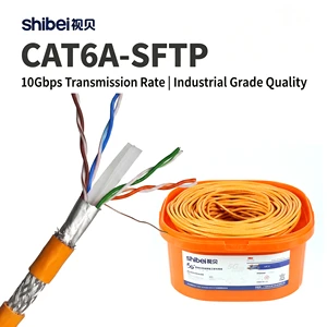 Heavy Duty 23AWG CAT6A SFTP Cable Orange PVC Jacket Double Shielded Ethernet Network LAN Cord for Project Cat 6a Ethernet Cable