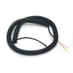 Durable 8M Heavy Duty Spiral Spring Cable PU Coiled Extension Wire 4 Pin Trailer Camera Cable for Trucks & Commercial Vehicles