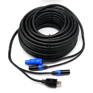 Custom Stage Lighting Power Signal Combine Cable Moving Head Light Cable Powercon to IEC US EU UK Plug Connector Combo Cable