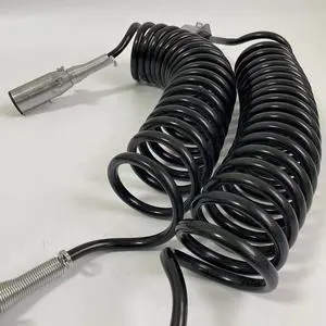 Heavy-duty Trailer Extended Coiled Cable 7-pin 24V Electrolytic Copper Electrical Connection Connector