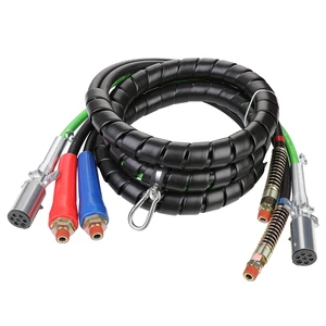 Best Price ABS 3-in-1 Electric Truck Trailer Air Hose & Power Cable 12ft Length DOT Standard End Fitting SAE J560 Plug