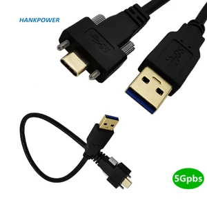 90 Degree USB 3.1 Type-C With Screw Locking to Standard USB3.0 Data Cable for Camera