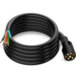 12FT RV 7 Way Trailer Wiring Harness Brake & Light Control Plug Cord Wire Cable
