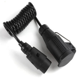 Trailer Extension Cable 7 Pin to 13 Pin Trailer Cable Adapter Trailer Plug Spiral Cable for RV Caravan Boat Truck Tractor Car
