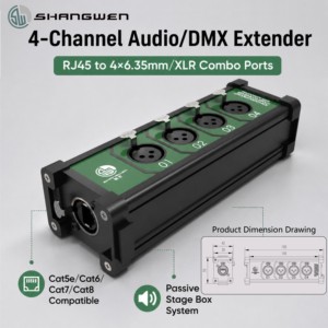 Audio DMX 4 Channel 3 Pin XLR Cable Rj45 Breakout Multi Network Stage Sound Lighting Ethercon Cable Extender Connectors