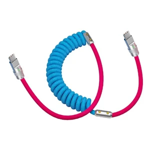 Type-C to Type-C Retractable 3A Fast Charging Data Cable with Nylon Housing and Braided Design for Camera Use