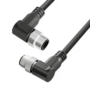 Industrial Power M12 A-Coded 4-Pin Angled Cable Male Open Wire Connection for Sensor/Actuator PLC I/O