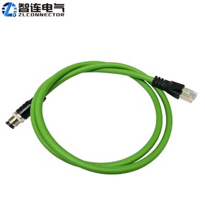 M12 X D Code Male RJ45 Plug IP67 Waterproof 10GB/s Industrial Profinet Ethernet Cable Assembly High Flexibility Shielded Screw
