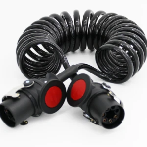 Retractable Spiral Electrical Cord Truck Trailer ABS/ EBS Coiled Power Cable With 7 Pin Connectors
