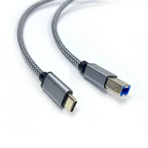 USB C USB B 2.0 Braided Cable for Epson for HP for Canon MacBook Pro Samsung for Printer Camera Microphone