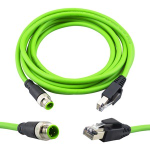 M12 4-Pin D-Coded Male to RJ45 Male Shielded Industrial Ethernet Cable for Automation & Industrial Networking