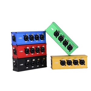Audio Splitter Stage Box, RJ45 to 4 Channel XLR/DMX 6.35mm, RJ45 Cat5/Cat6 Ethernet Extender Transceiver for Live Stage