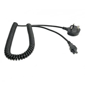IEC C5 to UK Plug Extension Spring Cables Coiled Power Cords Spiral Coiled Wire Cable