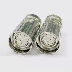 M23 Circular Connector Servo Contact Straight Male Female Metal Assembled Plug Crimp 6 9 12 17pin for Robot Servo Motor Encoder
