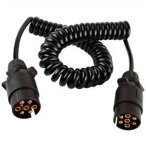 7-Way 7-Pin Heavy Duty Coiled Trailer Cable, 12V/24V Waterproof Spiral Wiring Extension Cord For RV Truck Caravan Towing