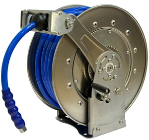 New UWO EB480/25 Manual Reel Assembly / Hose 25m (Model 1005) 304 Stainless Steel Adjustable & Rewindable
