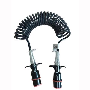 New 7Pin 12V Electrical Wiring Cable Connector Trailer Extension Coiled Caravan Truck Cable Assemble Towing with New Condition
