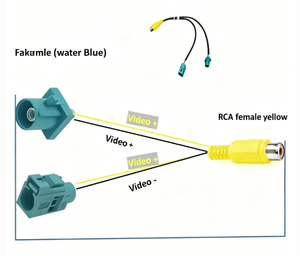 Car OEM Camera Retention Harness Adapter FAKRA Male/Female Connector Dual Male RCA 30cm Vehicle Retrofit Cable