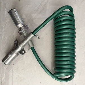 7-Way Coiled Trailer Cord ABS Cable Semi Truck Electric Cable Seven Ways Green Truck Cable