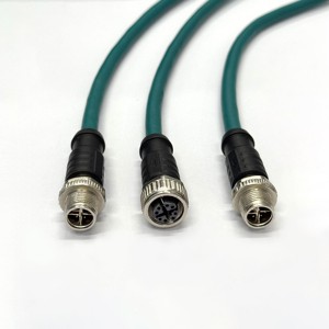 M12 X-Type to RJ45 Ethernet Cable Copper Conductor PVC Jacket IP67 Waterproof SFTP Shielded for Industrial Automation