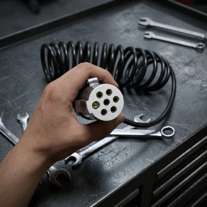 New S Type Retractable Spiral 24V Truck Trailer ABS/EBS Coiled Power Cable with 7 Pin Plastic Plug Connectors