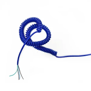 2 Core 15AWG Body Static Eliminator Blue Ring Spring Wire Cable Coiled Spiral Cord Cable