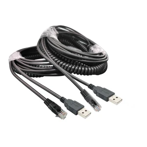 Retractable 3m RJ45 to USB Tinned Copper Industrial Ethernet Cable Spiral Spring Coiled Goochain for Barcode Scanner