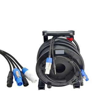 Professional 3x2.5mm Copper PVC Jacket Stage Cable Reel Locking Powercon XLR Hybrid Power DMX Signal Cable for Touring Stage