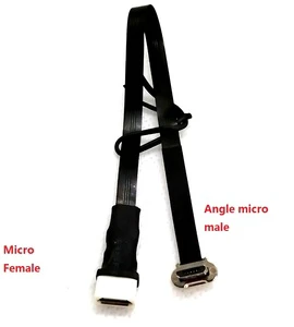FFC USB Cable for Camera 20CM 90 Degree Micro USB to Standard USB A Flat Slim Ribbon FPC Black for Sync Charging