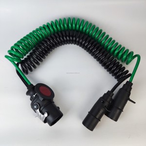 New 24V 7-Pole Heavy Duty Trailer Cable Extension Cable Black Green 28T Max Payload for Trailer Socket Spiral Cable Truck