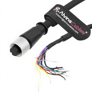Alvin's Cables M12 A-Code 12-Pin Female Open-End Power I/O Cable IP67 Rated 3m Industrial Cameras Automation Sensor Factory