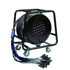 24 Channel XLR PVC Jacket Multicore Audio Snake Cable Reel Stage Cable with 24 XLR Connectors Wheeled Transport Frame