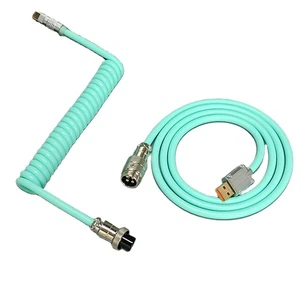 Mechanical Keyboard Cable USB Type C Spiral Coiled Extension Portable Cable in PU Jacket