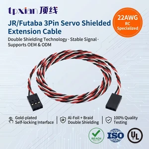 Anti-interference 22AWG Servo Lead Wire, JR Futaba 3Pin Male to Female Connector Cable with Heat Shrink Tube