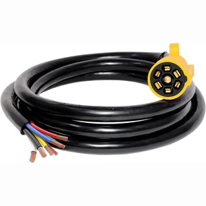 7 Way Trailer Plug Cord with Double Prongs Connector, 7-Pin RV Blade Trailer Side Replacement Molded Cable Wire