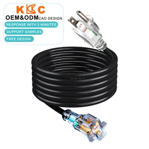 Generator Hookup Outdoor Power Cable 25FT NEMA 5-15P To 5-15R 14AWG SJTW With LED Indicator