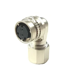CM10 2 Pin Right Angle Waterproof Connector IP67 One-Touch Lock for Servo Encoder