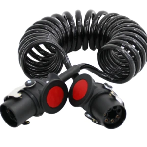 7 Way Trailer Coiled Cable with Plug and Socket | Heavy Duty Spiral Electrical Connector for Truck RV Caravan Towing